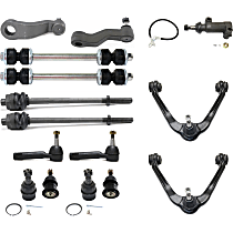 Front, Driver and Passenger Side, Upper Control Arm Kit, For Models With 4 Groove Spline, includes Ball Joints, Idler Arm, Idler Arm Bracket, Pitman Arm, Sway Bar Links, and Tie Rod Ends