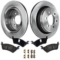 Rear Brake Disc and Pad Kit, Plain Surface, 6 Lugs, Ceramic, For Models With Manual Parking Brake, Pro-Line Series