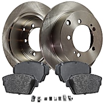 Rear Brake Disc and Pad Kit, Plain Surface, 5 Lugs, Organic, FWD, Front Wheel Drive, 2005 Model Year, Production Date From January 1994, Pro-Line Series