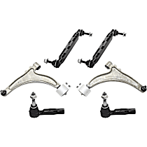 6-Piece Kit Front, Driver and Passenger Side Suspension Kit, FWD, From Chassis Serial Number 190916, includes (2) Control Arm, (2) Sway Bar Link and (2) Tie Rod End