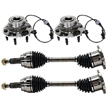 4-Piece Kit Front, Driver and Passenger Side Suspension Kit, 4WD, Supplied with Standard Neoprene Outboard Boot, includes (2) Axle Assembly and (2) Wheel Hub