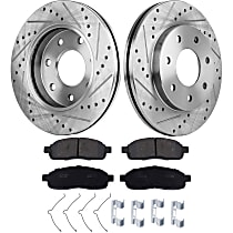Front Brake Disc and Pad Kit, Cross-Drilled and Slotted 7 Lugs Ceramic Four Wheel Drive/Rear Wheel Drive Pro-Line Series