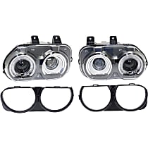 4-Piece Kit Driver and Passenger Side Halogen Headlight, With bulb(s), For Models Without Air Ducts, OE Replacement, Includes (2) Headlight and (2) Headlight Bezel