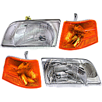 4-Piece Kit Driver and Passenger Side Halogen Headlight, Without bulb(s), OE Replacement, Includes (2) Headlight and (2) Turn Signal Light