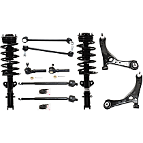 10-Piece Kit Front, Driver and Passenger Side Suspension with Control Arms, Loaded Struts, Sway Bar Links, and Tie Rod Ends
