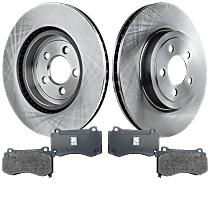 Front Brake Disc and Pad Kit, Plain Surface, 5 Lugs, Semi-Metallic, 345mm Front Disc, Dual Piston Front Calipers, Except MOPAR Big Brake Kit, enginedesignationname: EZC; RWD; Brembo Brakes, Pro-Line Series