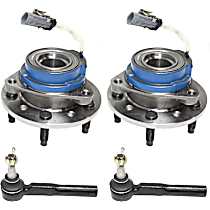 4-Piece Kit Front, Driver and Passenger Side Wheel Hub, 4-Wheel ABS, FWD, 5 Lugs, With Bearing, With Sensor,  Includes (2) Tie Rod End and (2) Wheel Hub