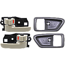 4-Piece Kit Front or Rear, Driver and Passenger Side Interior Door Handle, Beige, With door lock button, Japan Or USA Built Vehicle, Includes (2) Door Handle Trim and (2) Interior Door Handle