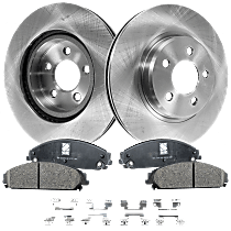 Front Brake Disc and Pad Kit, Plain Surface, 5 Lugs, Ceramic, AWD/RWD, 320mm Front Disc, Single Piston Front Caliper, Solid Rear Disc, Touring Brakes, Enginedesignationname: ERB, Without Brembo Brakes, Pro-Line Series