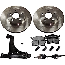 5-Piece Kit Front, Driver Side Axle Assembly, Manual Transmission, Performance Package, Includes Brake Discs, Brake Pad Sets, and Control Arms