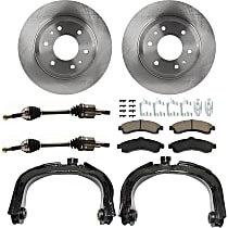 8-Piece Kit Front, Driver and Passenger Side Axle Assembly, AWD, New, includes (2) Axle Assembly, (2) Brake Disc, (1) Brake Pad Set, and (2) Control Arm