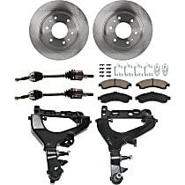 8-Piece Kit Front, Driver and Passenger Side, Lower Control Arm Kit, AWD, includes (2) Axle Assembly, (2) Brake Disc, (1) Brake Pad Set, and (2) Control Arm