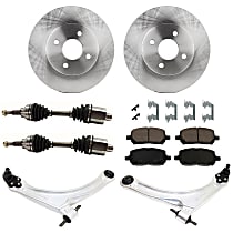 8-Piece Kit Front, Driver and Passenger Side, Lower Control Arm, FWD, Automatic Transmission, 4 Lug Wheels, Includes (2) Axle Assembly, (2) Brake Disc, (1) Brake Pad Set, and (2) Control Arm