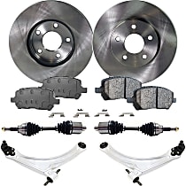 7-Piece Kit Front, Driver and Passenger Side, Lower Control Arm, FWD, Automatic Transmission, 5 Lug Wheels, includes Axle Assembly, Brake Discs, and Brake Pad Set