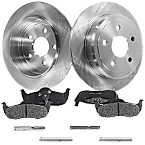 4-Piece Kit Rear Brake Disc and Pad Kit, Plain Surface, 5 Lugs, Semi-Metallic, Cast Iron, Pro-Line Series