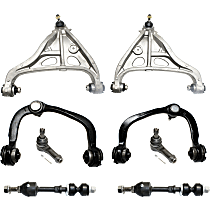 Front, Driver and Passenger Side, Upper and Lower Control Arm Kit, Rear Wheel Drive, includes Sway Bar Links and Tie Rod Ends