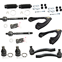 12-Piece Kit Front, Driver and Passenger Side, Upper Control Arm, Power Steering, includes Ball Joints, Steering Rack Boots, Sway Bar Links, and Tie Rod Ends