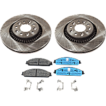 2-Wheel Set Front Brake Disc and Pad Kit, Plain Surface, 5 Lugs, Ceramic, Cast Iron, Pro-Line Series