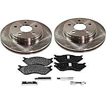 4-Piece Kit Front Brake Disc and Pad Kit, Plain Surface, 5 Lugs, Cast Iron, Semi-Metallic Pad Material, Pro-Line Series , includes (2) Brake Disc and (1) Brake Pad Set