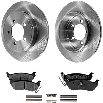 4-Piece Kit Rear Brake Disc and Pad Kit, Plain Surface, 5 Lugs, Ceramic, 4.0L 6Cyl, Pro-Line Series  Includes (2) Brake Disc and (1) Brake Pad Set