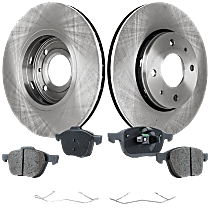 Front Brake Disc and Pad Kit, Plain Surface 4 Lugs Ceramic Pro-Line Series