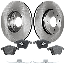 Front Brake Disc and Pad Kit, Plain Surface 4 Lugs Organic Pro-Line Series