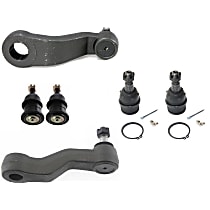 6-Piece Kit Front Suspension Kit, 4.150 in. Length, For Cast Iron Arm, Without Aluminum Steering Knuckles, With 4 Groove Spline, Without Bracket, includes (4) Ball Joint, (1) Idler Arm, and (1) Pitman Arm