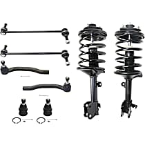 8-Piece Kit Front, Driver and Passenger Side Suspension Includes Ball Joint, Loaded Strut, Sway Bar Link, and Tie Rod End