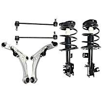 6-Piece Kit Front, Driver and Passenger Side, Lower Control Arm with Loaded Struts and Sway Bar Links, Front Wheel Drive