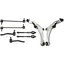8-Piece Kit Front, Driver and Passenger Side, Lower Control Arm Kit, Includes (2) Control Arm, (2) Sway Bar Link, and (4) Tie Rod End