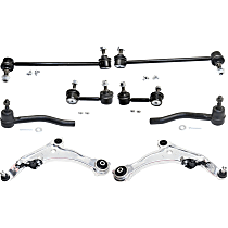 Front, Driver and Passenger Side, Lower Control Arm Kit, Front Wheel Drive, includes Sway Bar Links and Tie Rod Ends