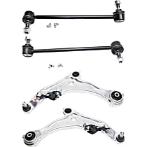 4-Piece Kit Front, Driver and Passenger Side, Lower Control Arm Kit, Includes (2) Control Arm and (2) Sway Bar Link