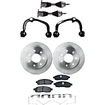7-Piece Kit Front Axle Assembly with Brake Discs, Brake Pad Set, and Control Arms, 4WD, 7 Lugs