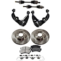 7-Piece Kit Front Axle Assembly with Brake Discs, Brake Pad Set, and Control Arms, All Wheel Drive, Automatic Transmission