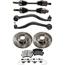 7-Piece Kit Front Axle Assembly with Brake Discs, Brake Pad Set, and Control Arms, All Wheel Drive, 6-Speed Automatic Transmission