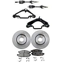 7-Piece Kit Front, Driver and Passenger Side Axle Assembly, All Wheel Drive, Includes Brake Discs, Brake Pad Sets, and Control Arms