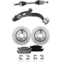 6-Piece Kit Front, Driver Side, Lower Control Arm Kit, For Models with Standard Duty Brake, 325mm Diameter,  Includes (1) Axle Assembly, (2) Brake Disc, (1) Brake Pad Set, and (1) Control Arm