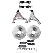 7-Piece Kit Front, Driver and Passenger Side, Lower Control Arm with Axle Assemblies, Brake Discs, and Brake Pad Set