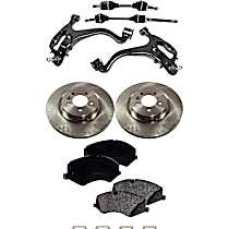 7-Piece Kit Front, Driver and Passenger Side, Lower Control Arm, 4WD, 360mm Front Disc, Except Brembo Front Calipers, includes Axle Assembly, Brake Discs, and Brake Pad Set