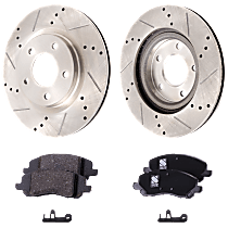 Front Brake Disc and Pad Kit, Cross-drilled and Slotted, Ceramic, Pro-Line Series