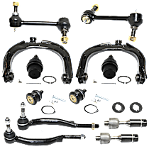 12-Piece Kit Driver and Passenger Side Suspension Kit, 4WD, With 16 (mm) Threads, With Female Threads, Standard Design, includes (4) Ball Joint, (2) Control Arm, (2) Sway Bar Link, and (4) Tie Rod End