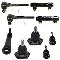 9-Piece Kit Front Suspension Kit, Power Steering, Except Variable Ratio Power Steering, with 11/16 (in) x 18 Threads, includes (4) Ball Joint, (1) Pitman Arm, (2) Tie Rod Adjusting Sleeve, and (2) Tie Rod End