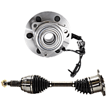 2-Piece Kit Front, Driver and Passenger Side Axle Assembly, All Wheel Drive, Supplied with Standard Neoprene Outboard Boot, New, AWD, 6.0L 8Cyl  Includes (1) Axle Assembly and (1) Wheel Hub