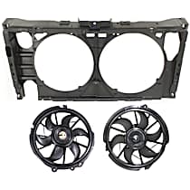 3-Piece Kit Driver and Passenger Side Radiator and A/C Condenser Fan, includes Radiator Support