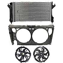 4-Piece Kit Driver and Passenger Side Radiator and A/C Condenser Fan, includes Radiator Support