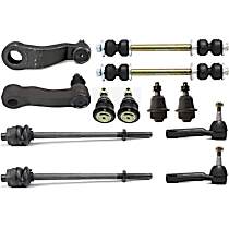 12-Piece Kit Front Suspension Kit, Four Wheel Drive, 18 (mm) Thread at Centerlink, With 4 Groove Spline,  Includes (4) Ball Joint, (1) Idler Arm, (1) Pitman Arm, (2) Sway Bar Link, and (4) Tie Rod End