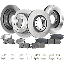 Front and Rear Brake Disc and Pad Kit, Plain Surface, 6 Lugs, Cast Iron, Pro-Line Series