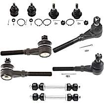 10-Piece Kit Front, Driver and Passenger Side Suspension Kit, Four Wheel Drive, Heavy Duty Design, For Models With Moog Control Arms Only,  Includes (4) Ball Joint, (2) Sway Bar Link, and (4) Tie Rod End