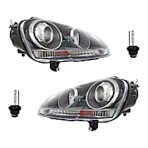 4-Piece Kit Driver and Passenger Side HID/Xenon Headlight, With bulb(s), OE Replacement, Hatchback,  Includes (2) Headlight and (2) Headlight Bulb
