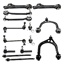 14-Piece Kit Front, Driver and Passenger Side Suspension Includes Ball Joint, Control Arm, Sway Bar Link, and Tie Rod End, RWD